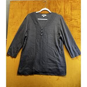 DRESS BARN Women's Quarter Sleeve Pullover Sweater, Size 14/16 in Gray